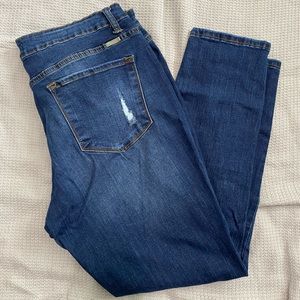 Kan Can Women's Mid Rise Destroyed Skinny Jeans 2XL GUC